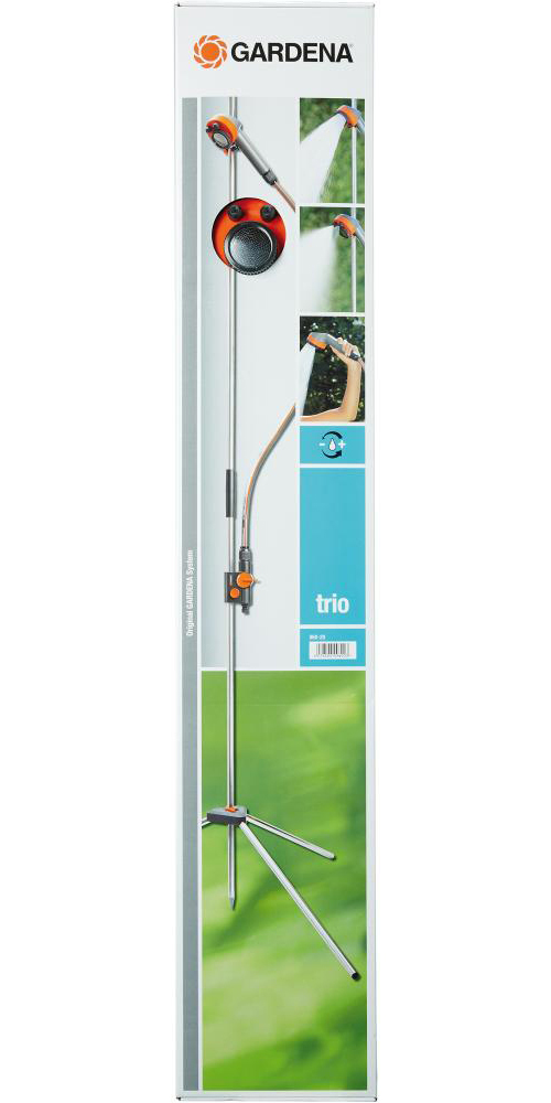 Dreibein-Stativ Wassermenge regulierbar Gardena Gartendusche trio: Dusche mit 2 Strahlarten 960-20 Brausestrahl/Sprühnebel Höhenverstellung abnehmbarer Brausekopf mit 1.3 m Verbindungsschlauch Dreibein-Stativ Wassermenge regulierbar Gardena Gartendusche trio: Dusche mit 2 Strahlarten 960-20 Brausestrahl/Sprühnebel Höhenverstellung abnehmbarer Brausekopf mit 1.3 m Verbindungsschlauch